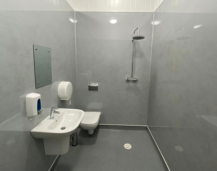 Toilet, sink and shower at Earswick Caravan Site